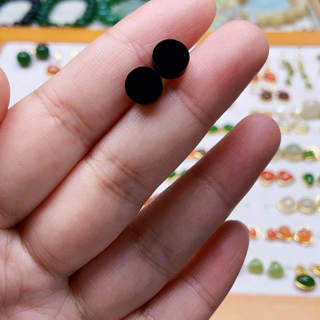 和田玉耳饰银S925镶嵌