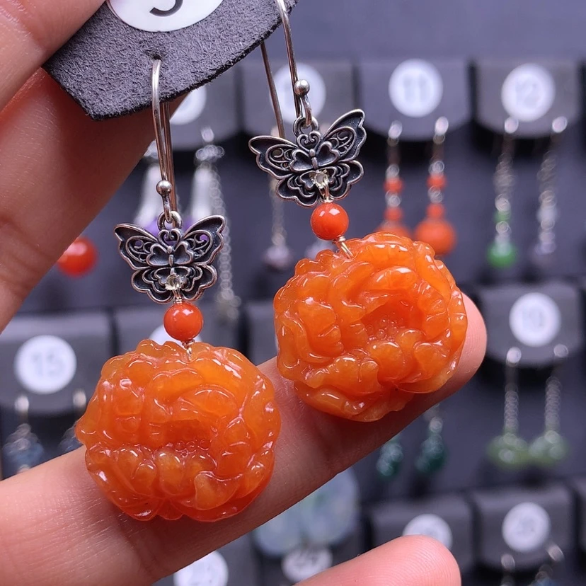 【闪购商品】翡翠耳饰银S925镶嵌满意