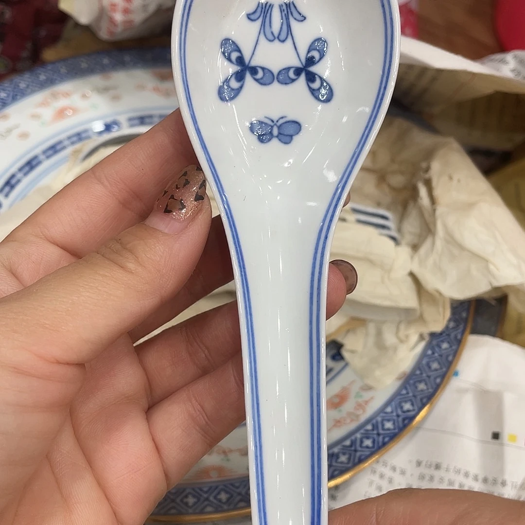 景德镇青花手绘六字勺