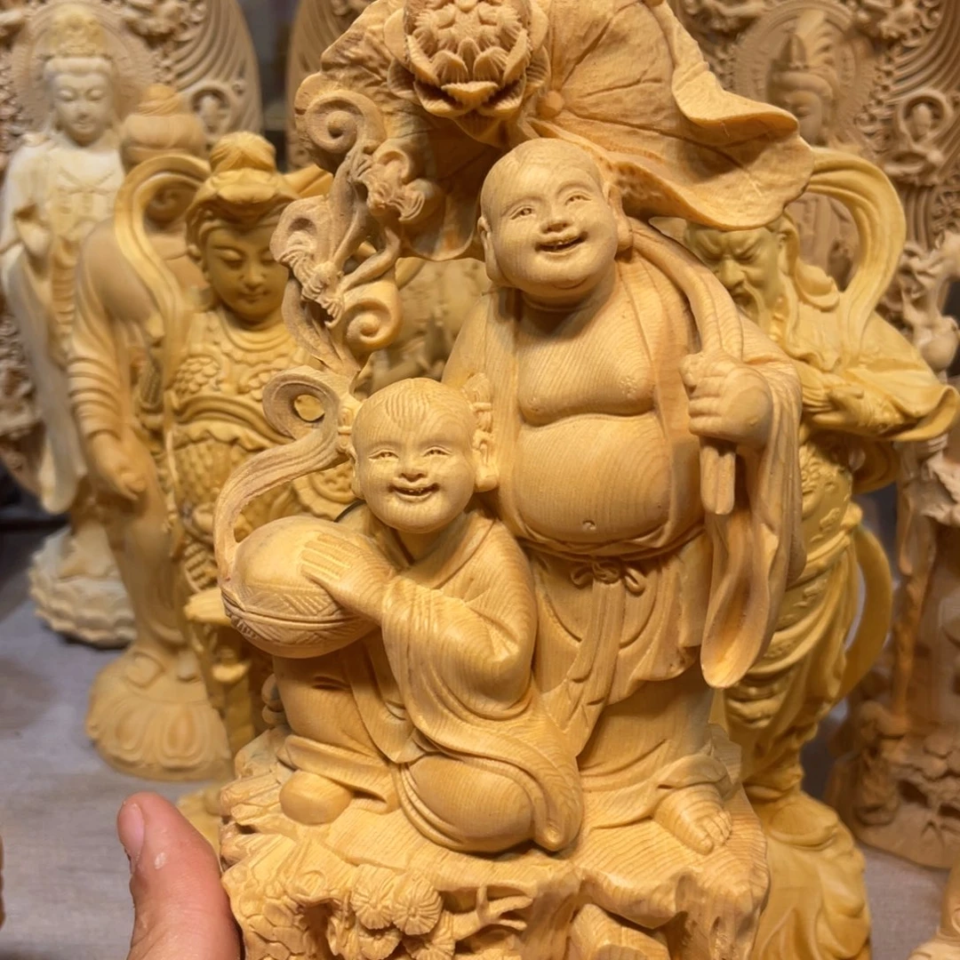黄杨木瑕疵和合二仙
