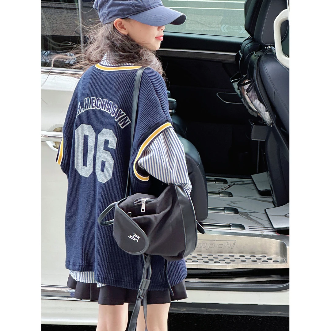 K29333孙小美学院风女童毛衣背心秋装新款儿童无袖上衣春秋