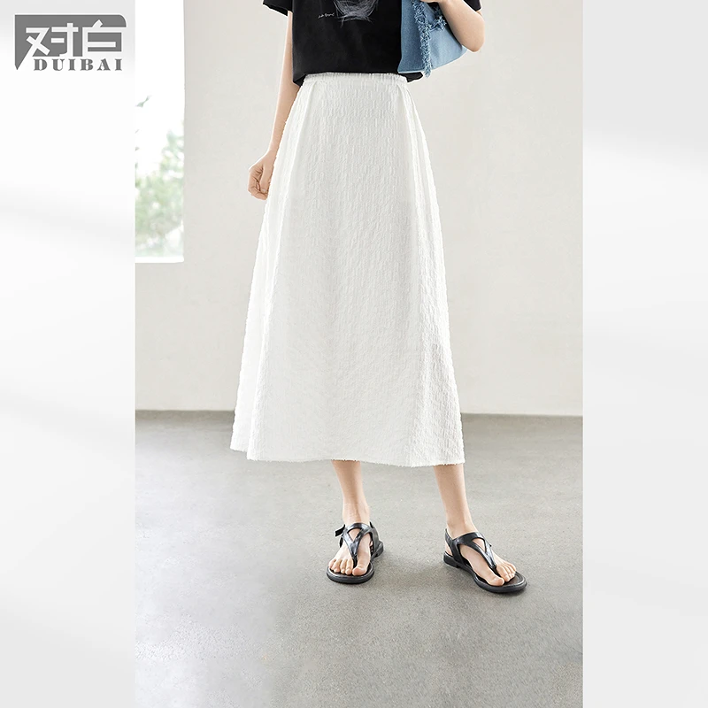 【强哥专属】D01对白肌理感提花半身裙垂坠感A字月光伞裙FDS052