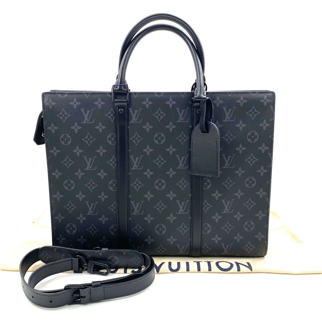 99新 LouisVuitton/路易威登 LV 黑老花sac plat公文包 尺寸39/30