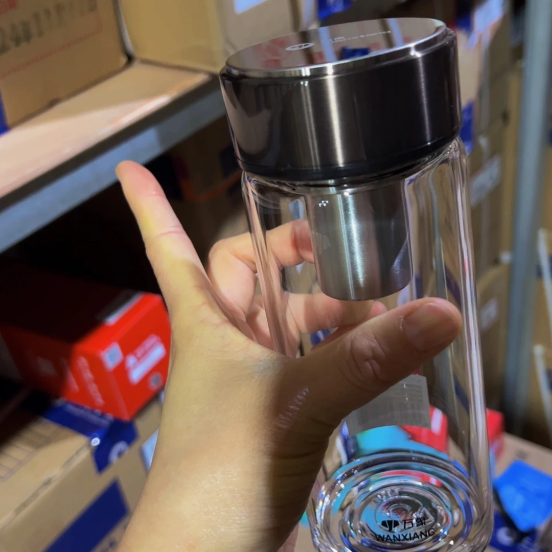 U265胡桃色单层烫手玻璃杯470➕杯套