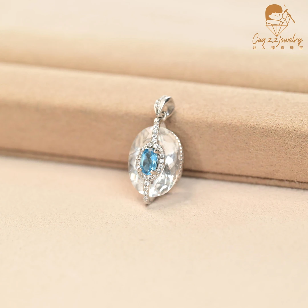 托帕石吊坠水晶镶嵌小众高级设计款珠宝925银（不含链）