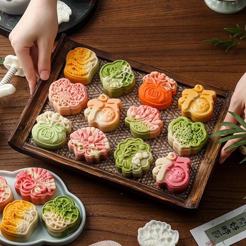 劣狐狐月饼模具新款烘焙模具75克国潮冰皮广式家用绿豆糕压花模具