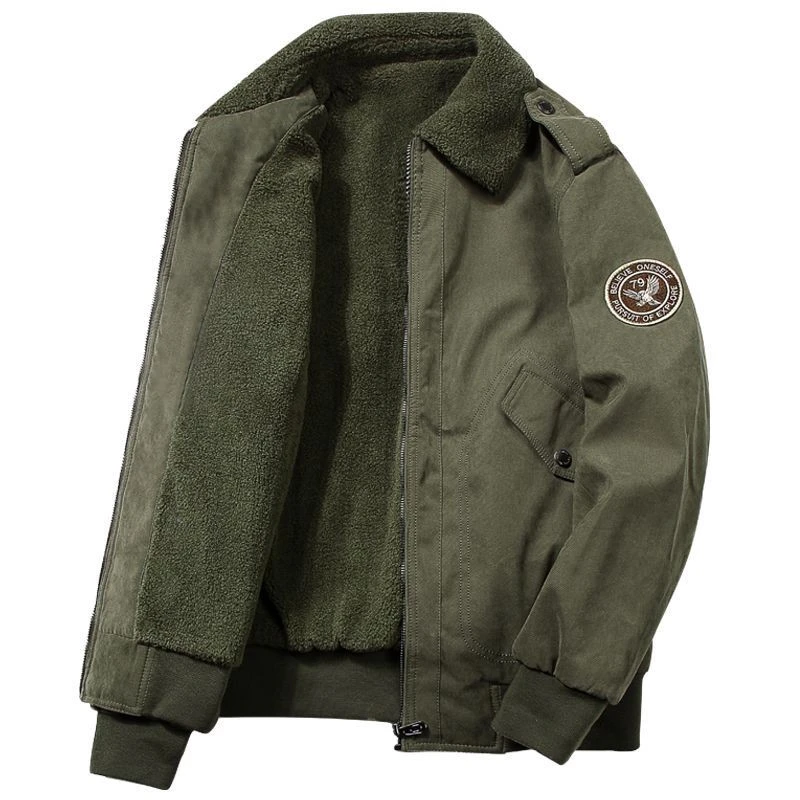 潮牌轻奢高端男士冬季加绒棉衣外套羊羔绒男装加厚宽松男士工装休