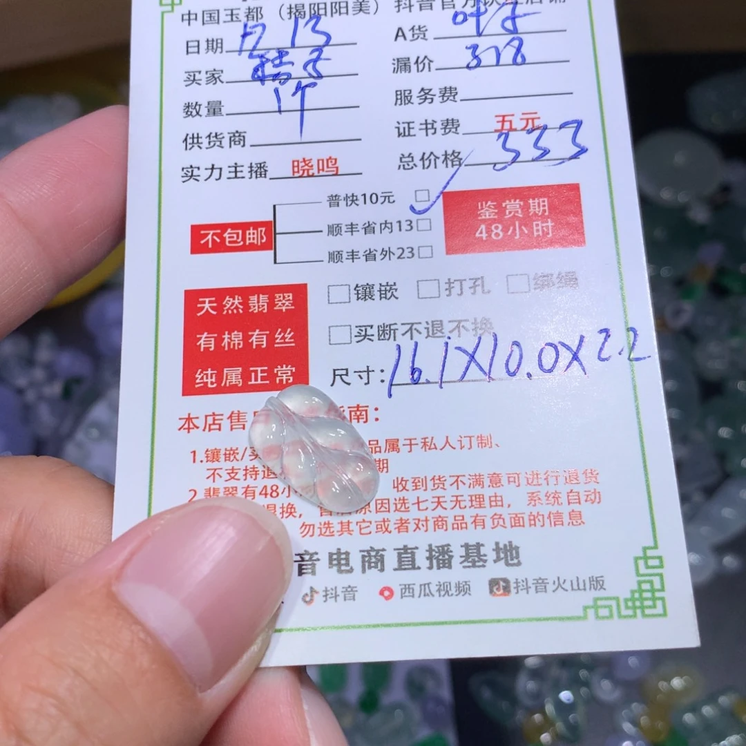 桔***~翡翠未镶嵌颈饰叶子