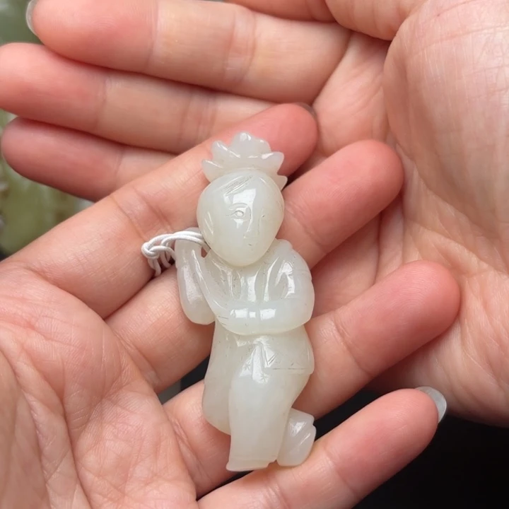 和田玉未镶嵌挂件浪*铭