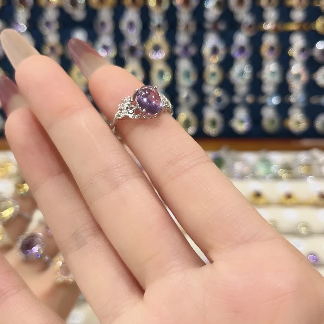 紫晶女款银S925镶嵌7**乖戒指17