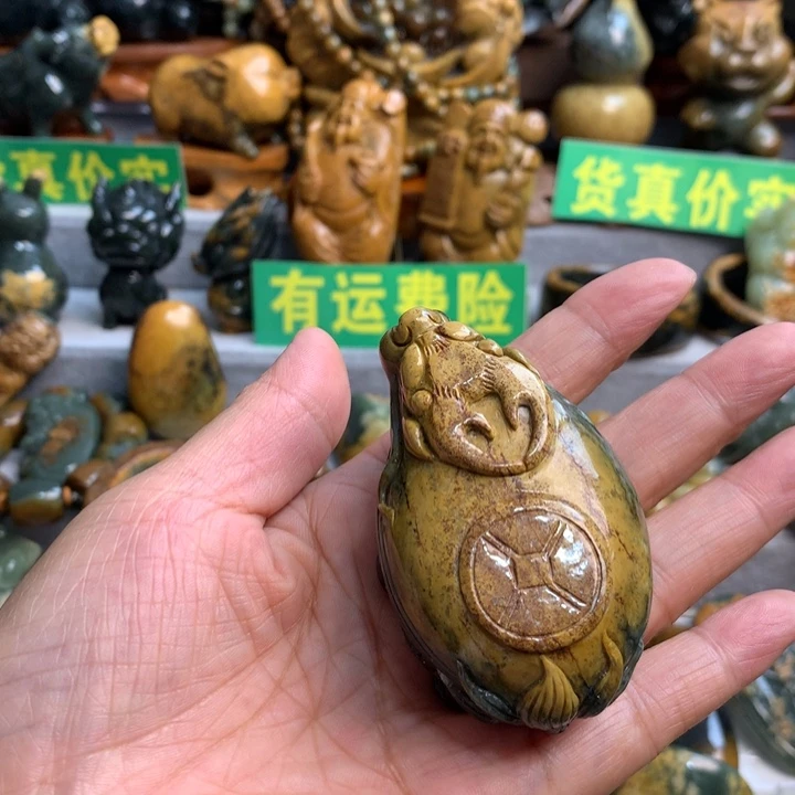 岫岩河磨玉（透闪石质玉）手把件未镶嵌星*?