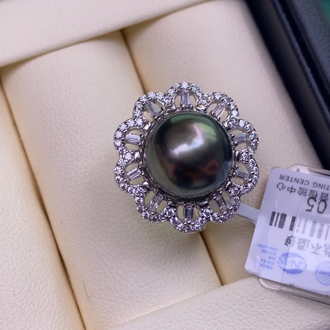 银S925镶嵌戒指海水珍珠