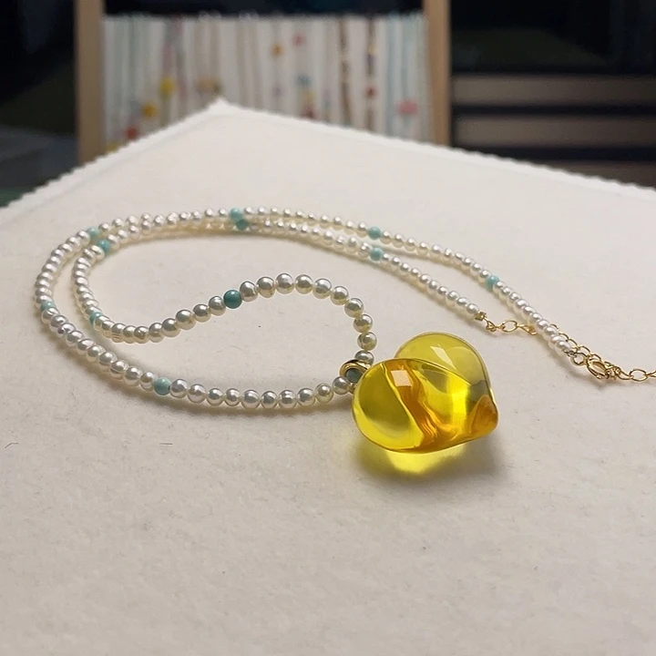 琥珀银S925镶嵌裸石琥珀吊坠