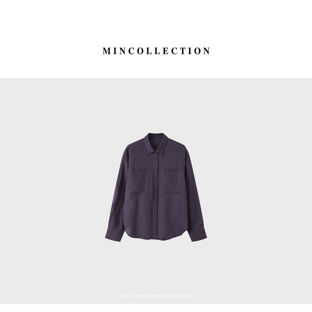 紫衬衫/小众定染显白松弛感透气全亚麻衬衫55065