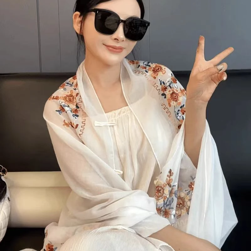 夏季民族风防晒重工刺绣外披薄款披肩春夏中国风复古