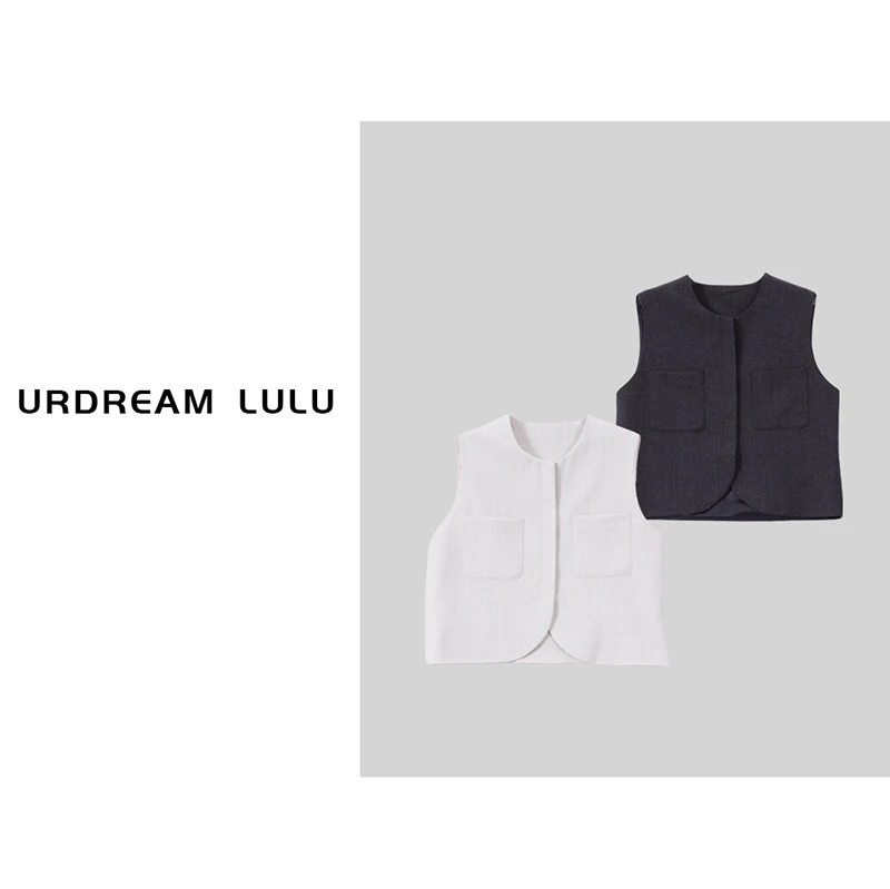 [黑白序] 早春圆领暗扣羊毛马甲休闲简约通勤外搭女-P4320