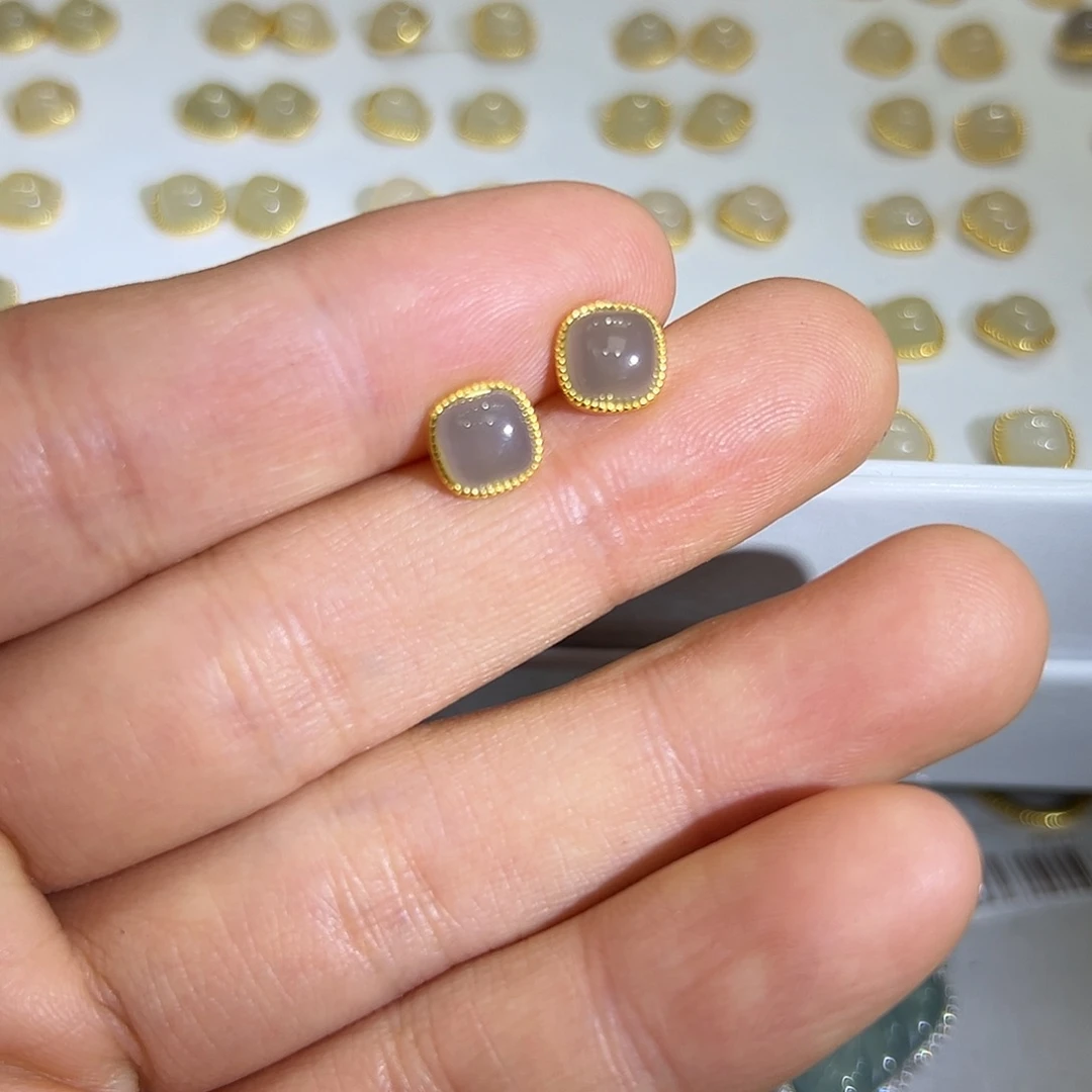 和田玉耳饰银S925镶嵌美**瑕