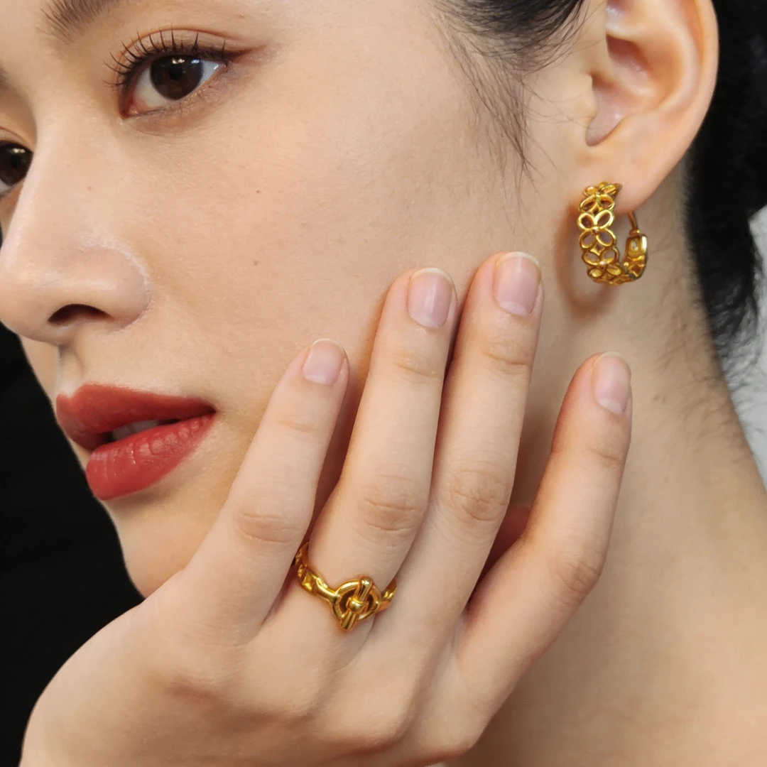 铜合金戒指  KS3027Nurluk 金色原创设计欧美扣头欧若