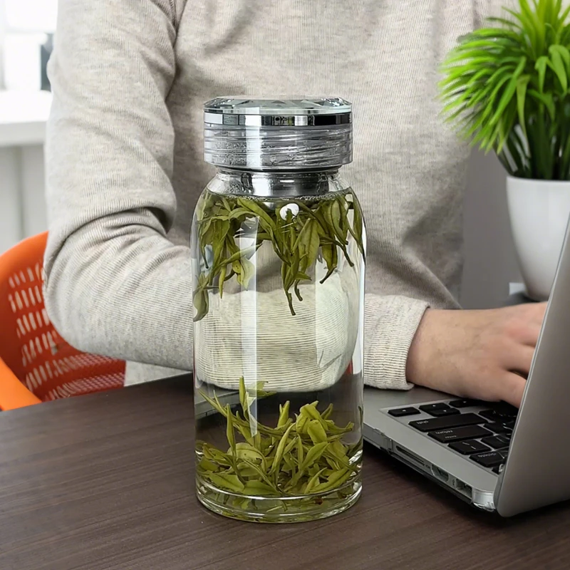 古丽兰新款玻璃杯男女便携高颜值高硼硅高硼硅玻璃泡茶杯大容量