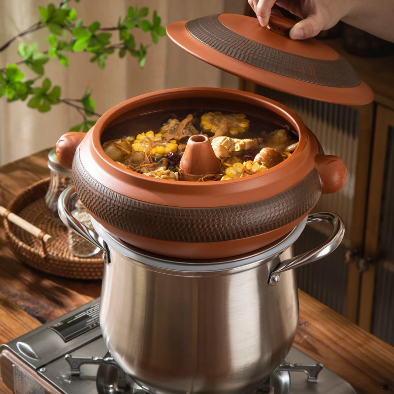 家用炖菜养生云南建水蒸汽砂锅鸡家用气锅陶瓷蒸锅非紫陶砂跳刀