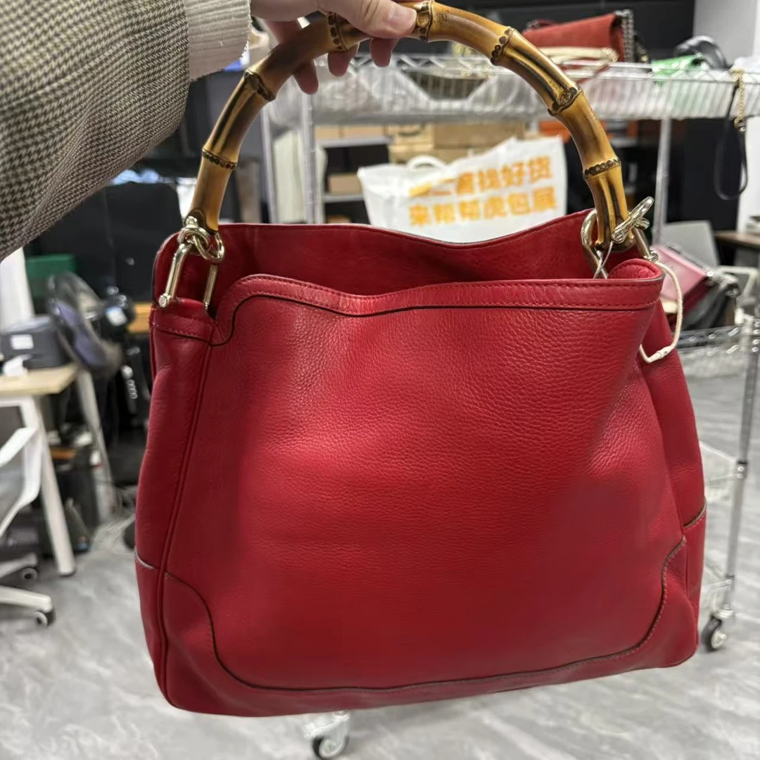 95新 GUCCI/古驰 【安则专属】红色竹节托特包
