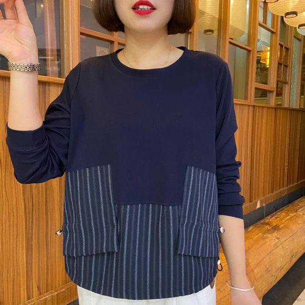 秋季新款爆款时尚洋气百搭宽松显瘦洋气潮流拼接休闲女士卫衣