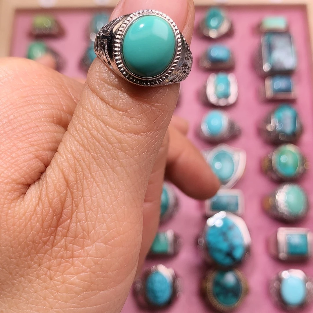 绿松石挂件银S925镶嵌爱**心