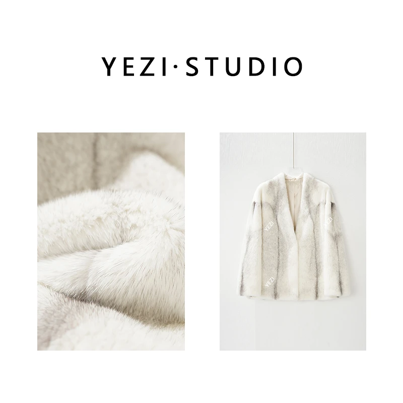 【北极雪貂】芬兰进口鼎奢V领银十字本色水貂外套25431017