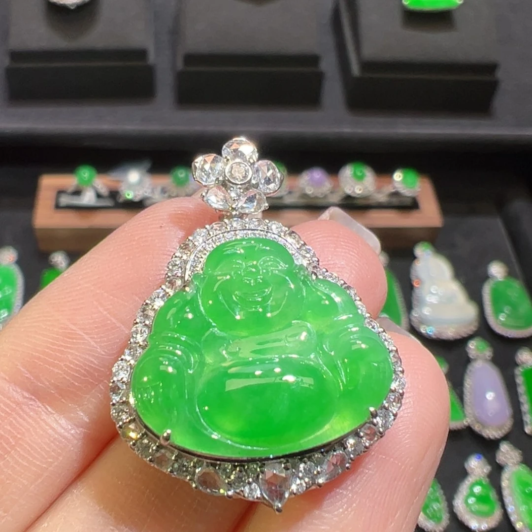 翡翠颈饰18K金镶嵌收到货48小时鉴赏期