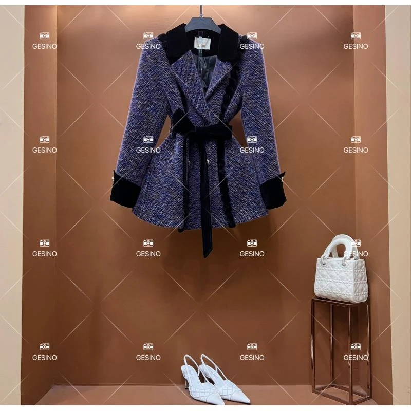 【露露】秋冬气质小香风时尚设计师中长款外套 QD-2025567