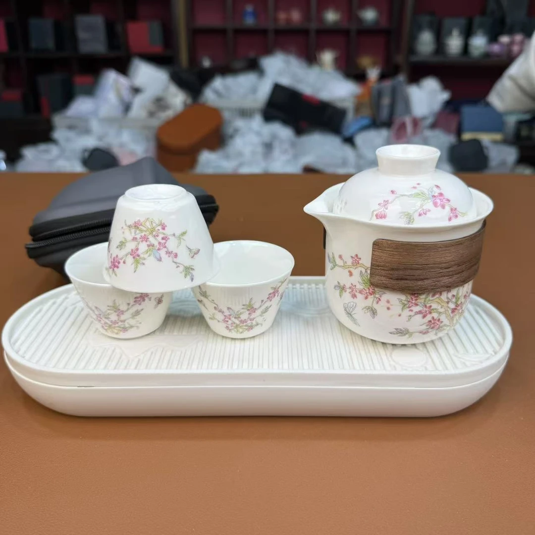 【闪购链接】【闪购链接】ZH3049-桃花朵朵一壶三杯旅行套