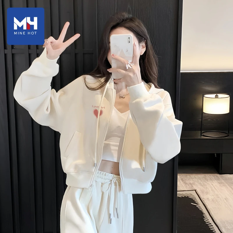 唐狮集团MH套装女春秋短款连帽卫衣外套宽松阔腿裤休闲两件套X