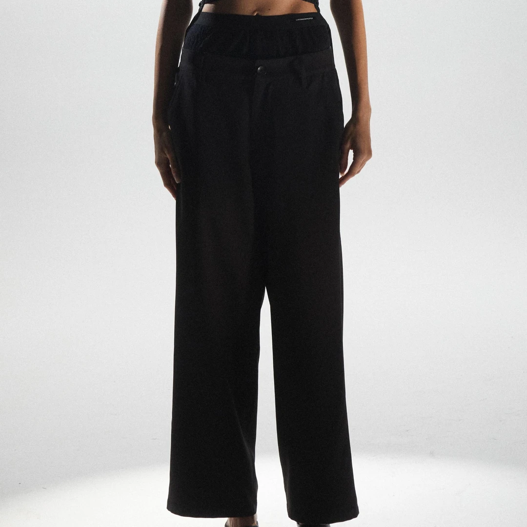 【LOCAT】LUKE WARM PEOPLE  蕾丝拼接双腰西裤  LPSS24056