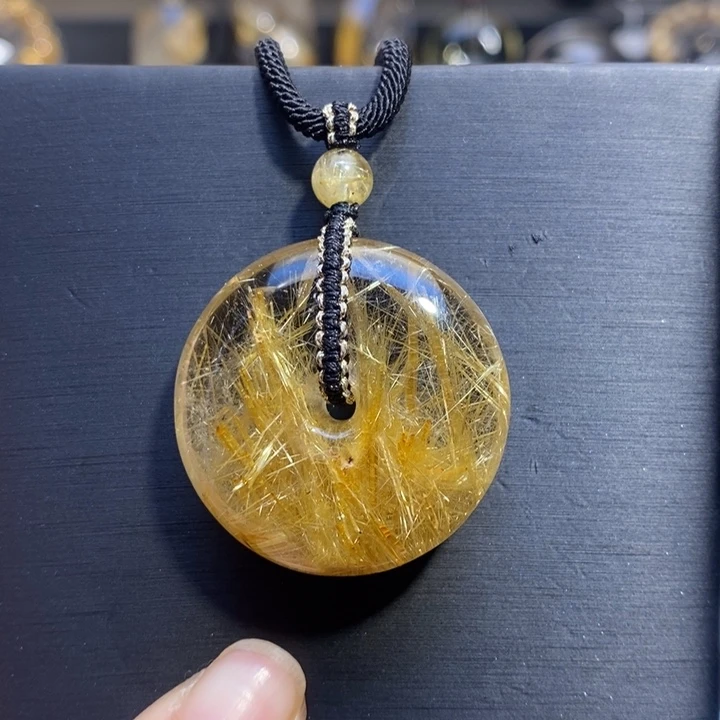发晶颈饰未镶嵌金发晶平安扣吊坠