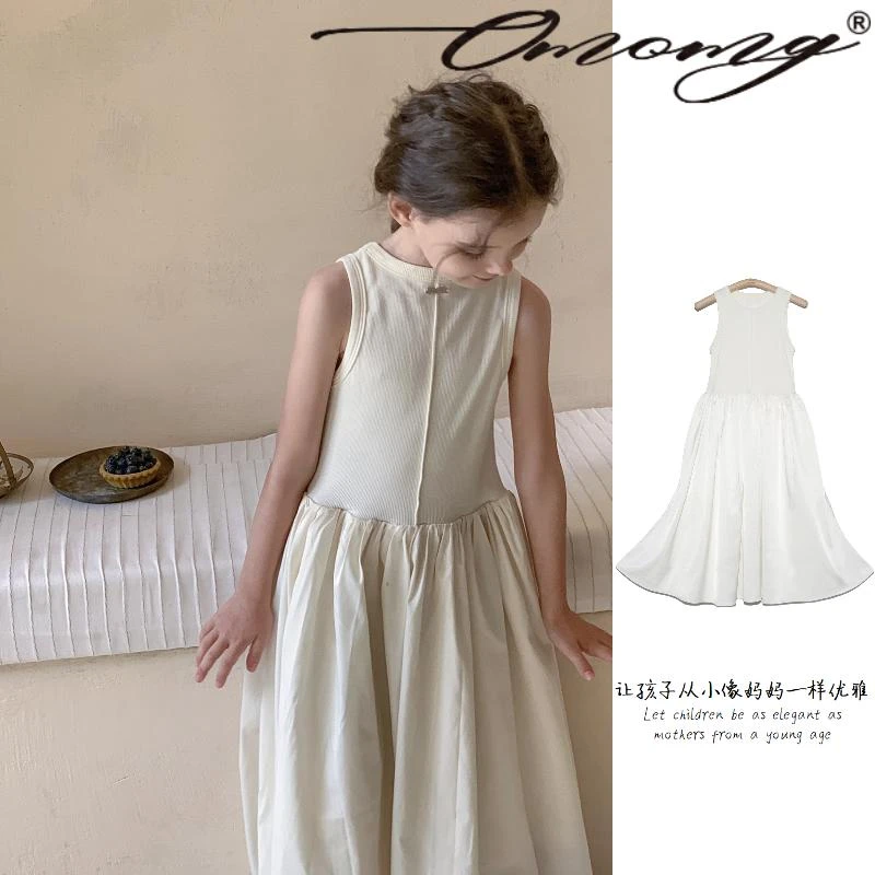 OMOMG女童气质莉莉亚斯无袖连衣裙法式小众设计款O24C07006