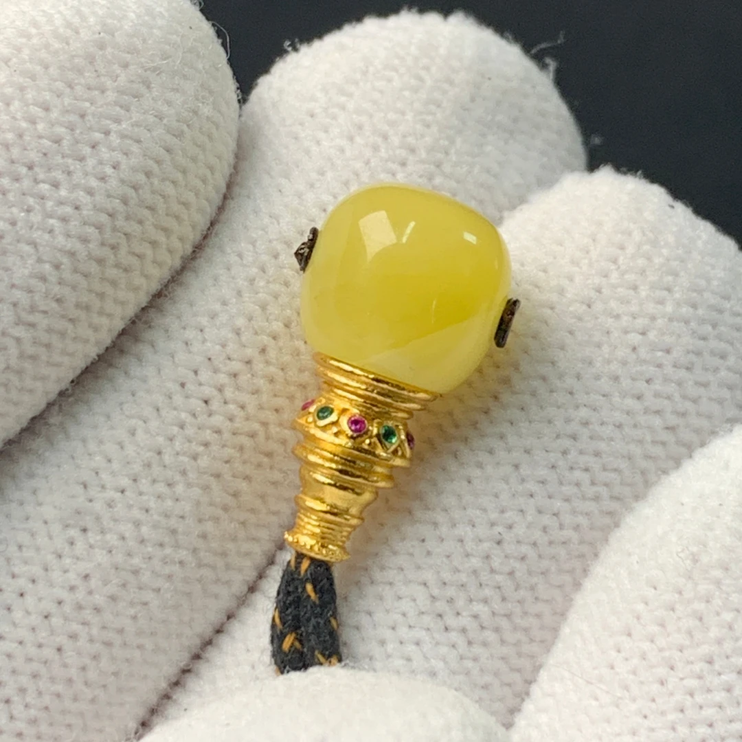 S1015保真原矿俄料尺寸10*18.9mm蜜蜡分体三通佛头配饰-支持复检