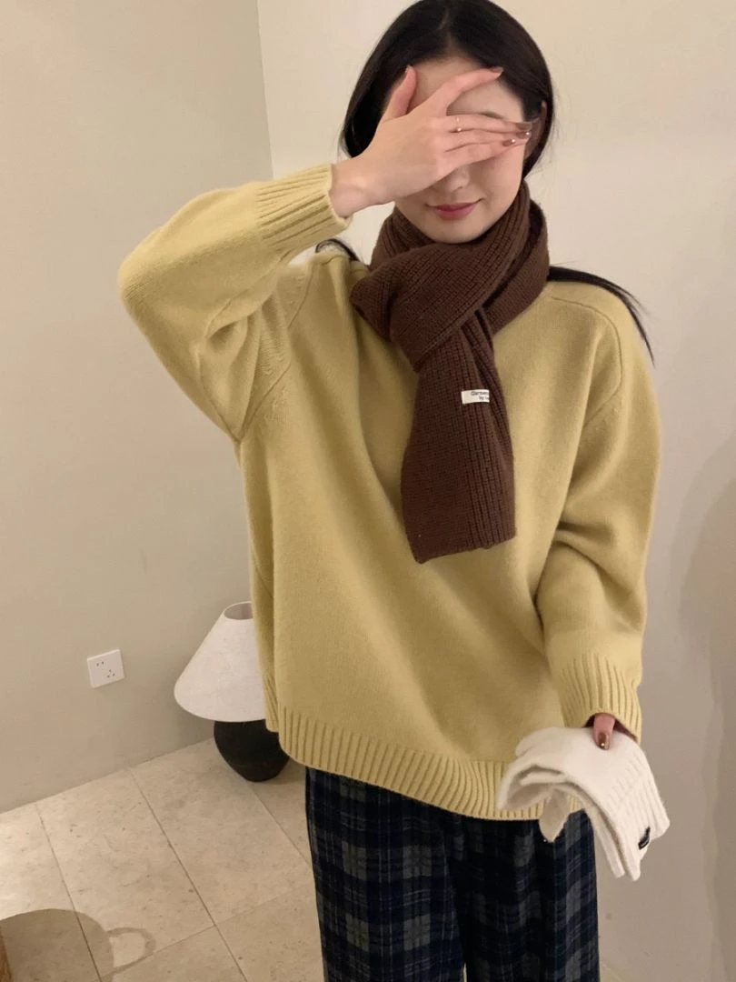 【素简.820110】秋冬新款100绵羊毛圆领大阪气质羊毛衫