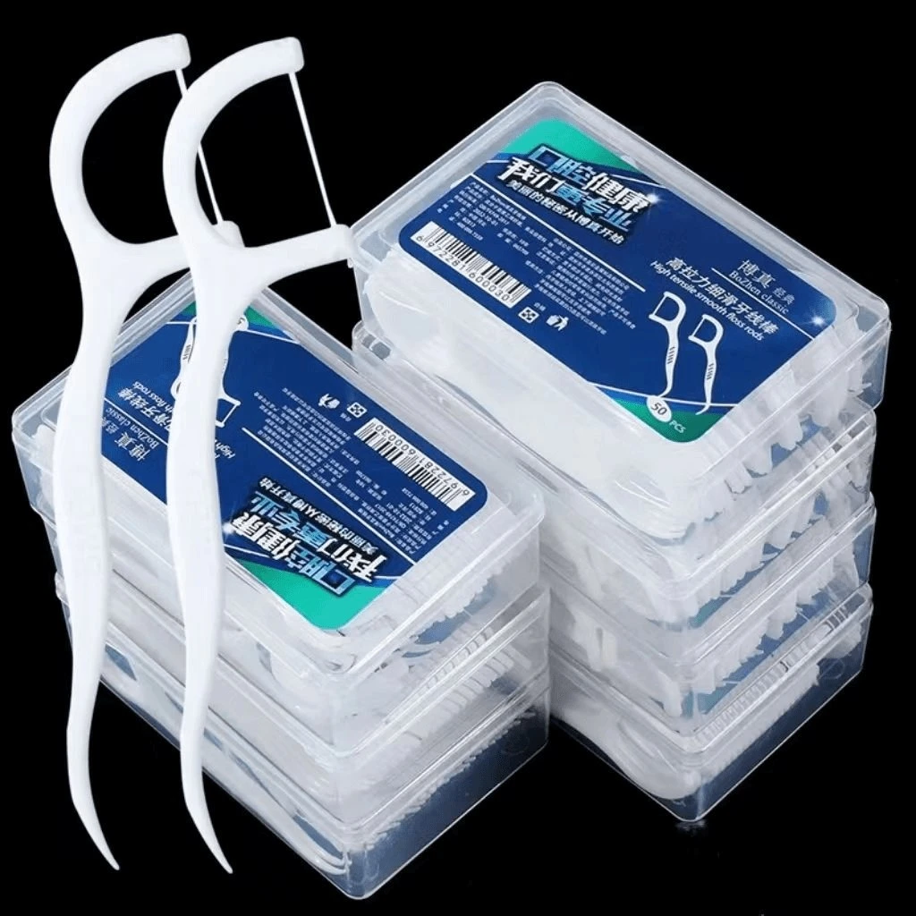 【新人福利】牙线棒50只盒装高弹力超细超滑高分子高拉力一次性牙线