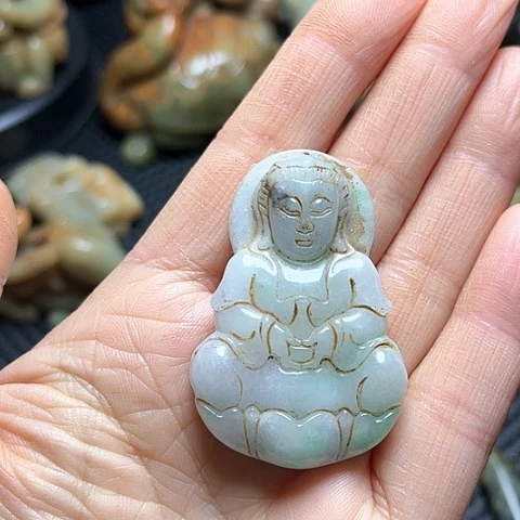 白玉菩提吊坠摆件