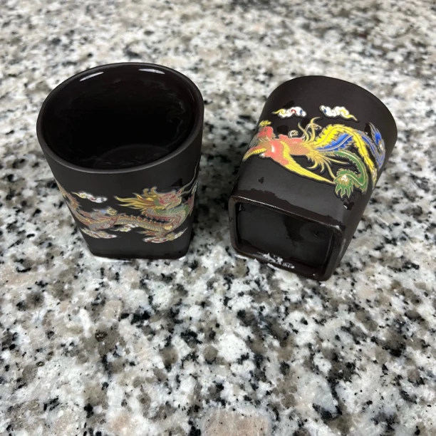 天圆地方龙凤对杯