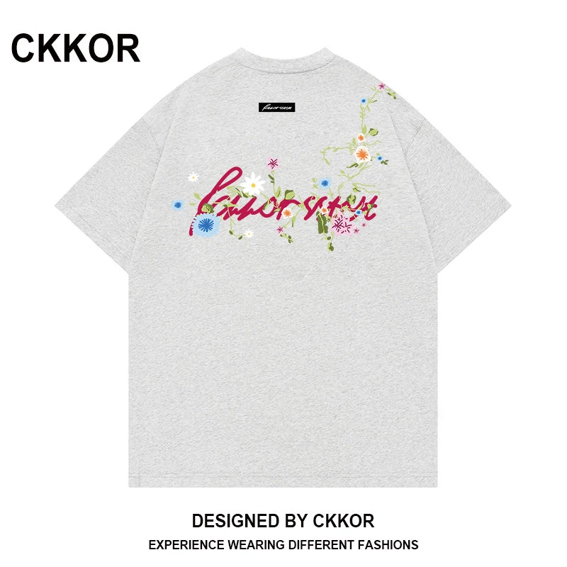 CKKOR夏季新款爆款情侣装短袖t恤纯棉休闲百搭美式潮牌设计感上衣