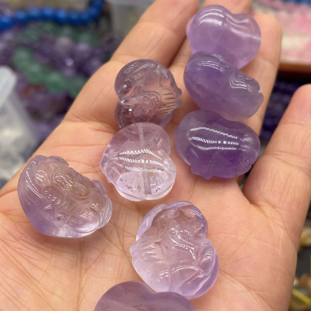 玛瑙/玉髓珠宝半成品未镶嵌紫水晶爱心狐约23mm单颗