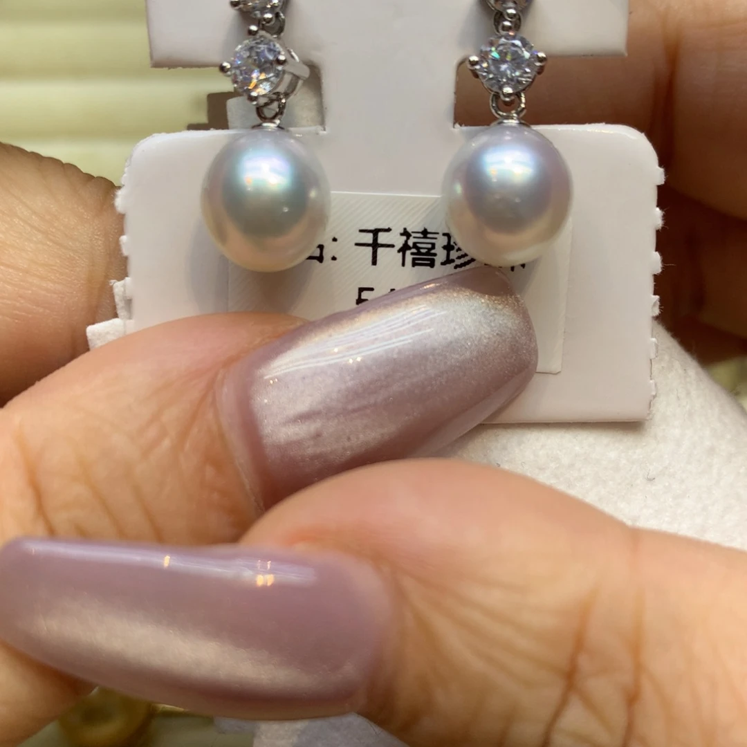 银S925镶嵌耳饰海水珍珠