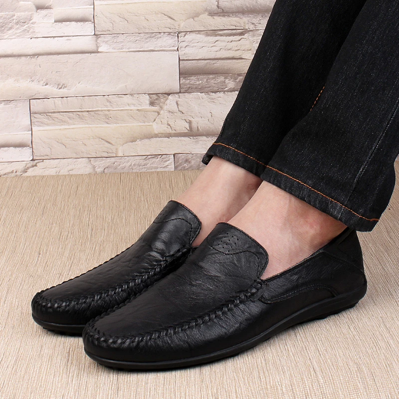 男士商务正装休闲皮鞋软皮软底轻便爸爸鞋简约百搭一脚蹬舒适男鞋