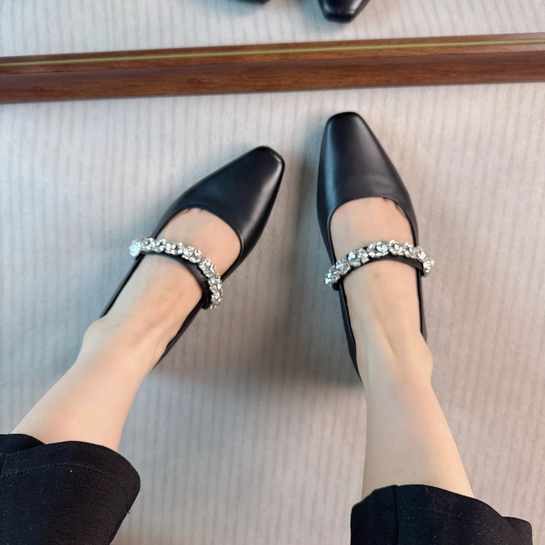 【木子家】2025新款玛丽珍鞋女蝴蝶结水钻气质百搭低跟法式浅口单鞋