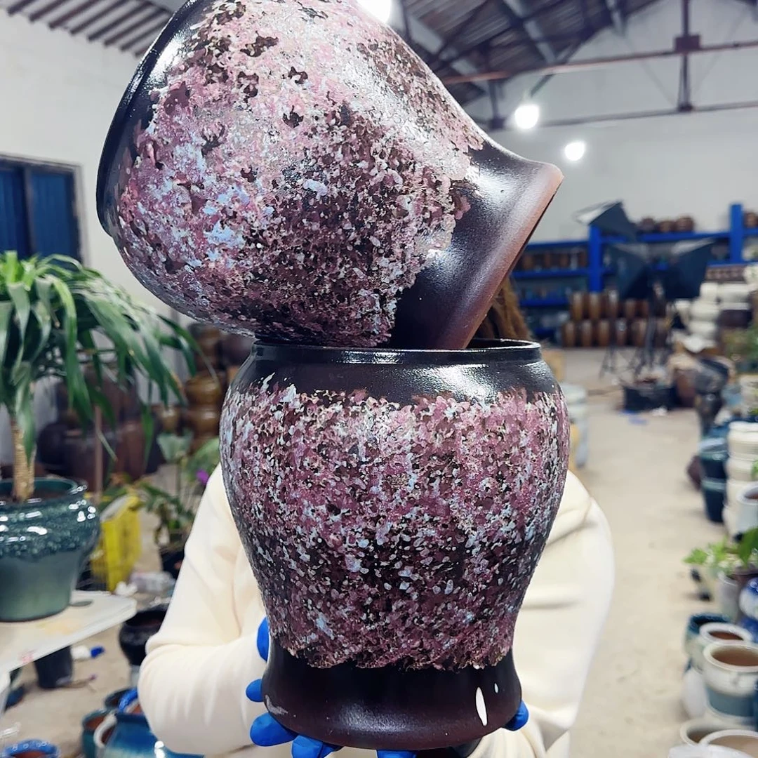 紫砂花盆高22口17
