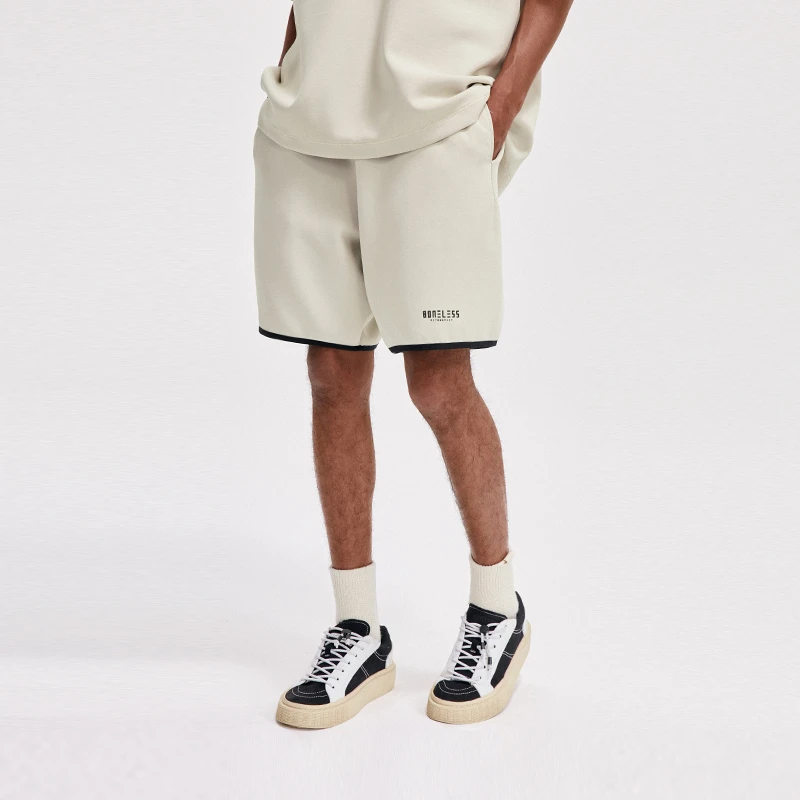 BONELESS无侧缝包边短裤简约透气休闲裤宽松棉感五分裤重磅运动裤