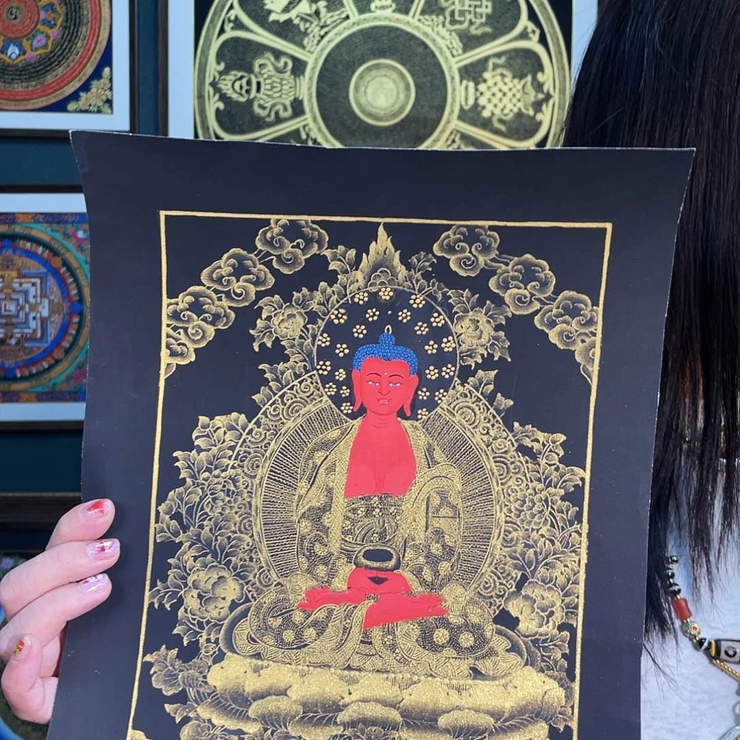 卷轴画手绘唐卡 阿弥陀30*20厘米