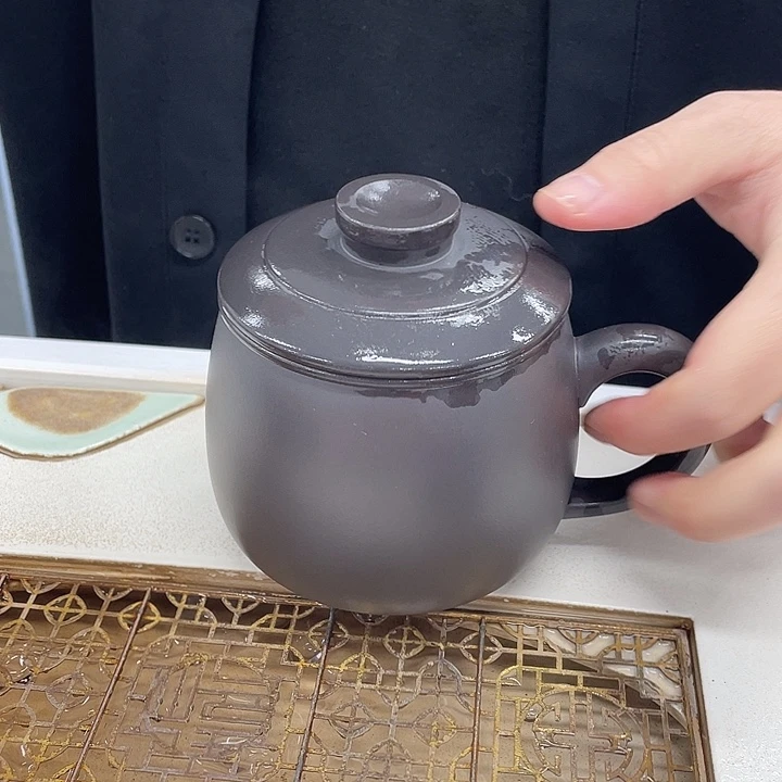 茶杯紫砂玄铁石黄小容量三件套光素款