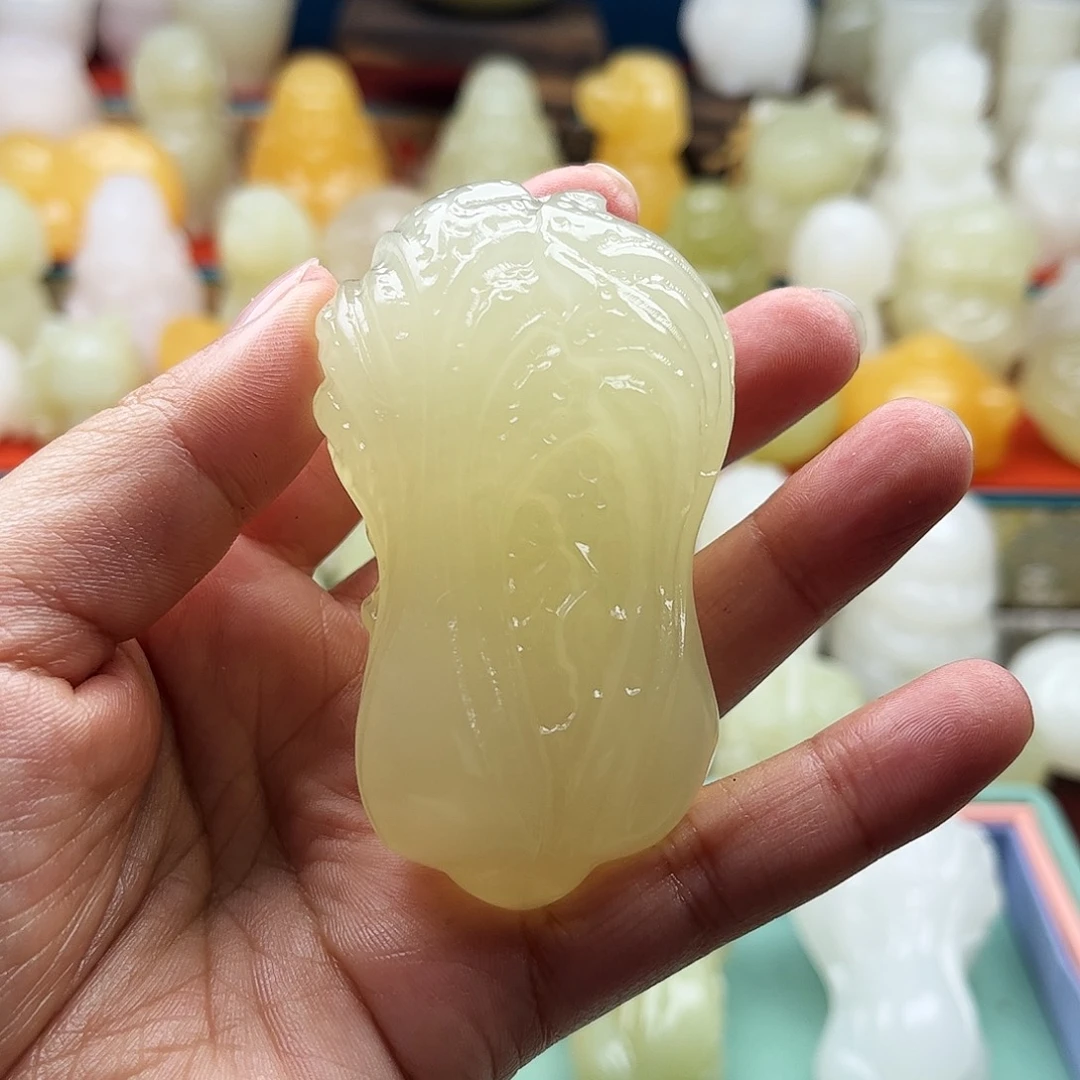 时***帘石材白菜收吧摆件